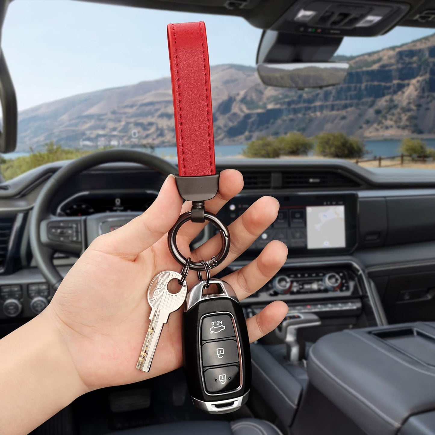 Carbon fiber car keychain, car accessory key ring and anti-loss product